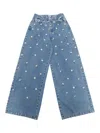 Il Gufo Floral-embroidered Jeans In Blue