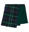 Il Gufo Patchwork Checked Pleated Skirt In Bluette/glass Green