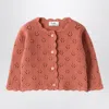 Il Gufo Pink Cardigan With Openwork Pattern In Orange