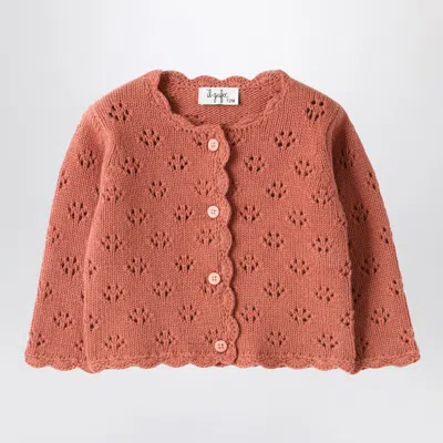 IL GUFO PINK CARDIGAN WITH OPENWORK PATTERN