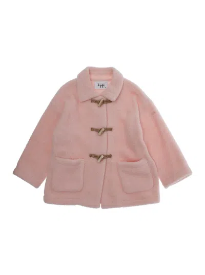 Il Gufo Kids' Pink Coat With Classic Collar And Logo Lettering Embroidery On The Sleeve In Tech Fabric Girl