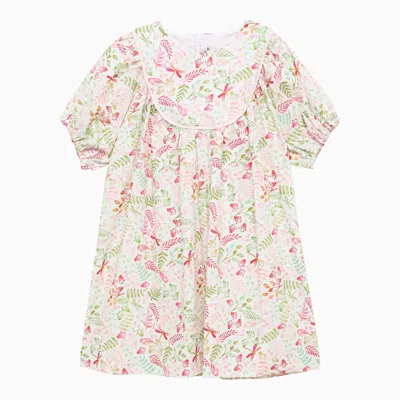 Il Gufo Kids' Floral Cotton Midi Dress In Multicolor