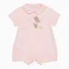 Il Gufo Pink Cotton Sleepsuit With Bear Embroidery In Pink