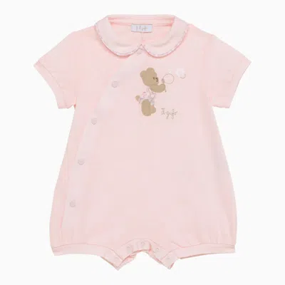 Il Gufo Babies' Pink Cotton Sleepsuit With Bear Embroidery