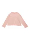 Il Gufo Pink Crewneck Cardigan In Cotton Girl In Pink