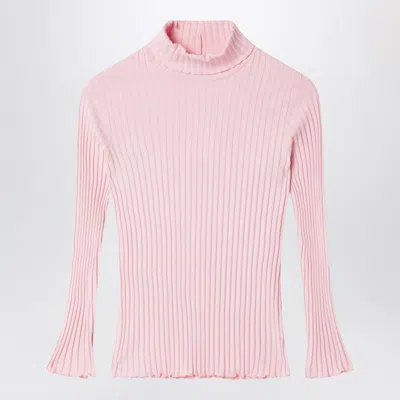 Il Gufo Pink Stretch Cotton Ribbed Turtleneck T-shirt