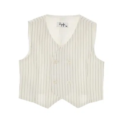 Il Gufo Pinstriped Cotton And Hemp Vest Kids In White
