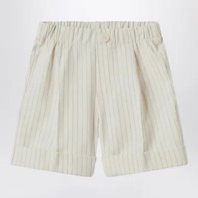 Il Gufo Pinstriped Cotton Bermuda Shorts In White