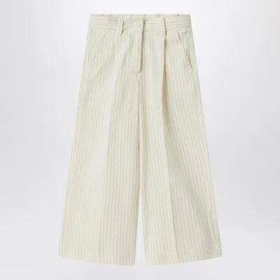 Il Gufo Pinstriped Cotton Pants In White