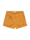 Il Gufo Pleated Cotton Chino Shorts In Brown