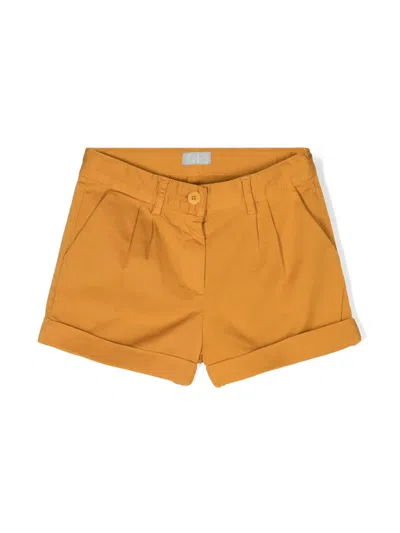 Il Gufo Kids' Pleated Cotton Chino Shorts In Brown