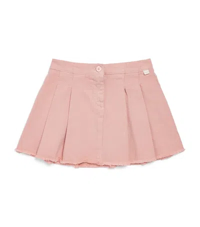 Il Gufo Kids' Pleated Denim Skirt In Pink