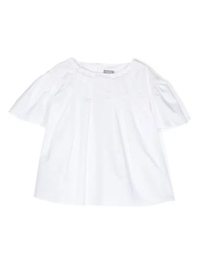 Il Gufo Kids' Pleated T-shirt In White