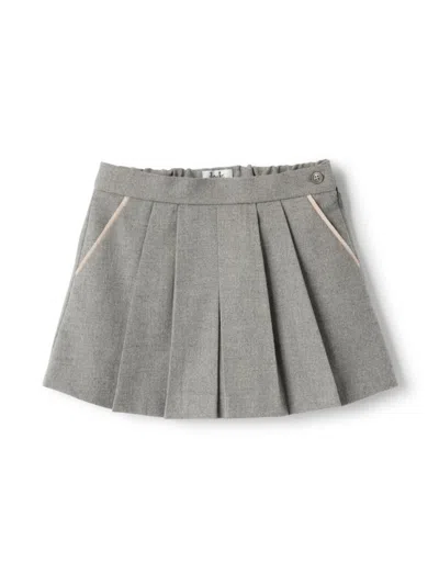 Il Gufo Pleated Mini Skirt In Grey