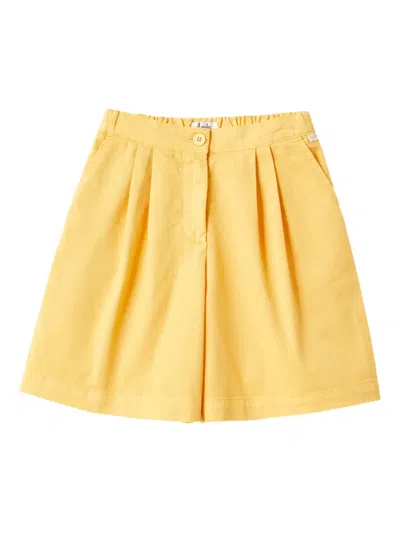 Il Gufo Kids' Pleated Shorts In Yellow