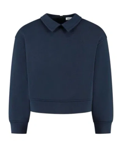 Il Gufo Pleated Skirt And Sweatshirt Set In Blue