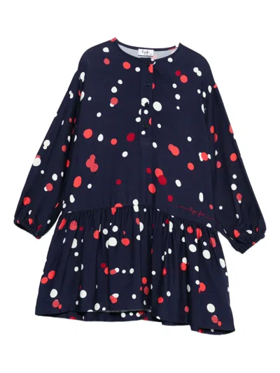 Il Gufo Kids' Polka-dot Dress In Blue