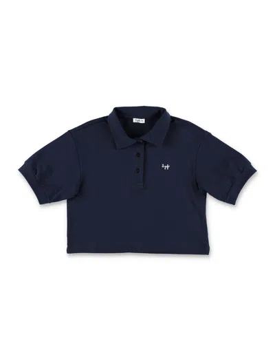 Il Gufo Kids' Polo Cropped In Blue