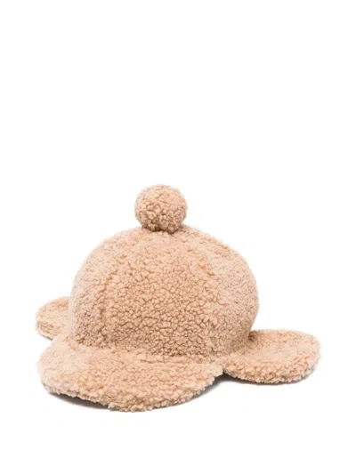 Il Gufo Kids' Pom-pom Flower Hat In Brown