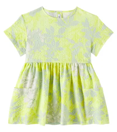 Il Gufo Kids' Printed Cotton Dress In Yellow