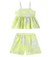 Il Gufo Printed Cotton Top And Shorts Set In Yellow