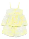 Il Gufo Printed Seersucker Shorts Set In Green