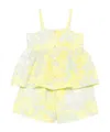 Il Gufo Printed Seersucker Shorts Set In Yellow