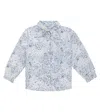Il Gufo Printed Tie-neck Cotton Shirt In Blue