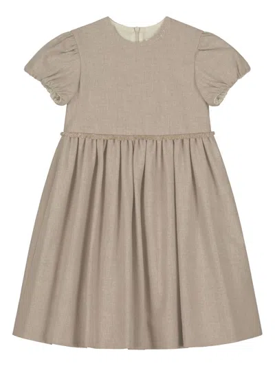Il Gufo Kids' Puff Sleeves Dress In Neutrals