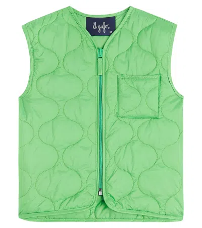 Il Gufo Kids' Zip-up Padded Gilet In Green