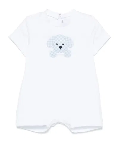 Il Gufo Puppy-print Seersucker Romper In White