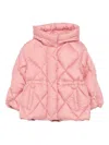 Il Gufo Quilted Hooded Jacket In Pink