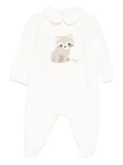 Il Gufo Babies' Racoon Pajama In White