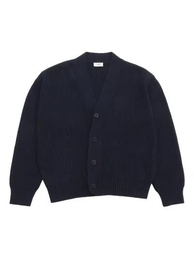 Il Gufo Ribbed Button-up Cardigan In Blue