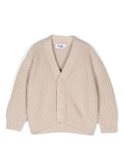 Il Gufo Babies' Ribbed Cardigan In Brown