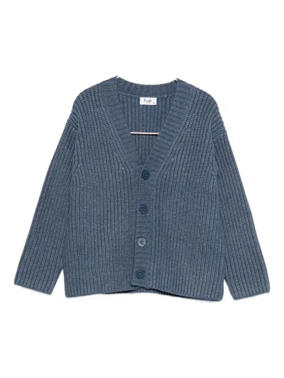 Il Gufo Kids' Ribbed-knit Cardigan In Blue