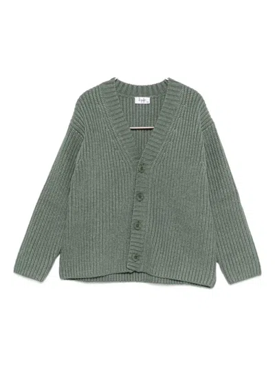 Il Gufo Kids' Ribbed-knit Cardigan In Green