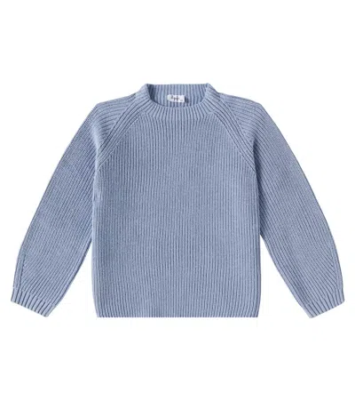 Il Gufo Kids' Ribbed-knit Cotton Sweater In Blue
