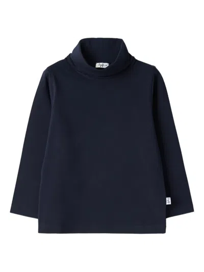 Il Gufo Kids' Roll-neck Long-sleeve Top In Blue