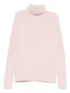 Il Gufo Roll-neck Ribbed Sweater In Pink