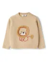 Il Gufo Root Wool Sweater With Embroidered Lion In Black