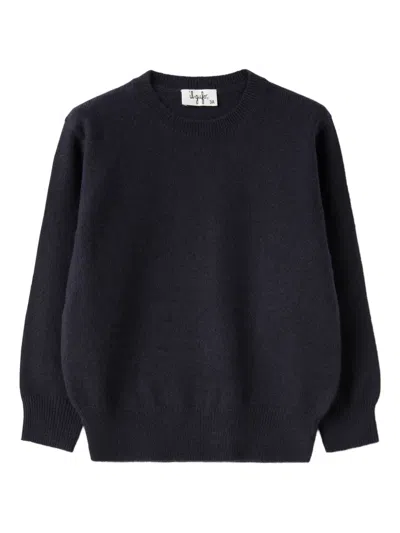 Il Gufo Kids' Round-neck Long-sleeve Sweater In Blue