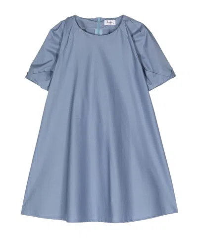 Il Gufo Kids' Round-neck Short-sleeve Dress In Blue