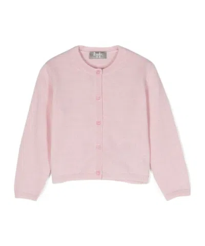 Il Gufo Round-neck Wool Cardigan In Pink