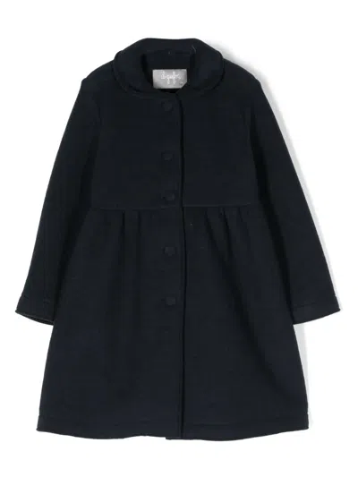 Il Gufo Kids' Ruched-detail Single-breasted Coat In Blue
