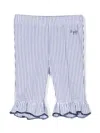 Il Gufo Ruffle-cuffs Striped Cotton Trousers In Blue