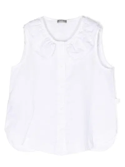 Il Gufo Kids' Ruffle-detail Sleeveless Shirt In Bianco