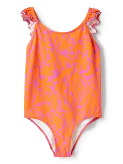 Il Gufo Kids' Ruffle-detail Swimsuit In Orange