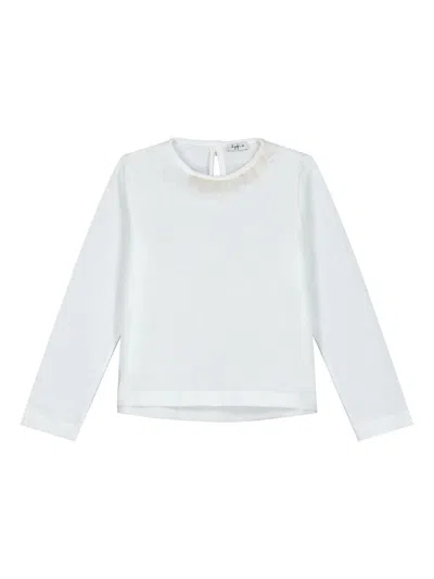 Il Gufo Kids' Ruffle-detailing T-shirt In White