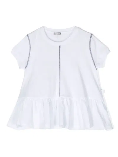 Il Gufo Kids' Ruffle Hem T-shirt In White